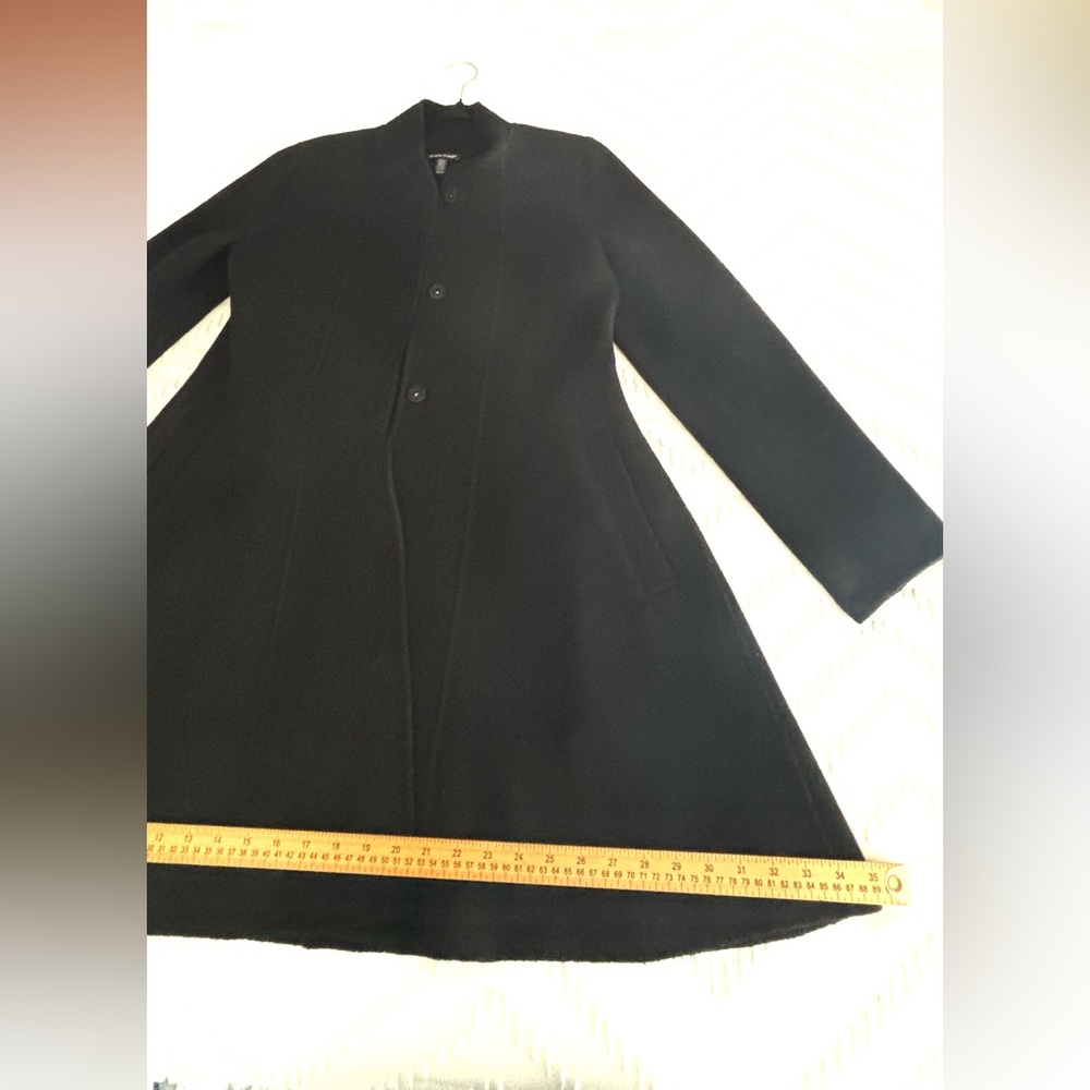 EILEEN FISHER VINTAGE BLACK WOOL SWING COAT (NEHRU) STAND UP COLLAR SZ XS- S - Picture 11 of 16
